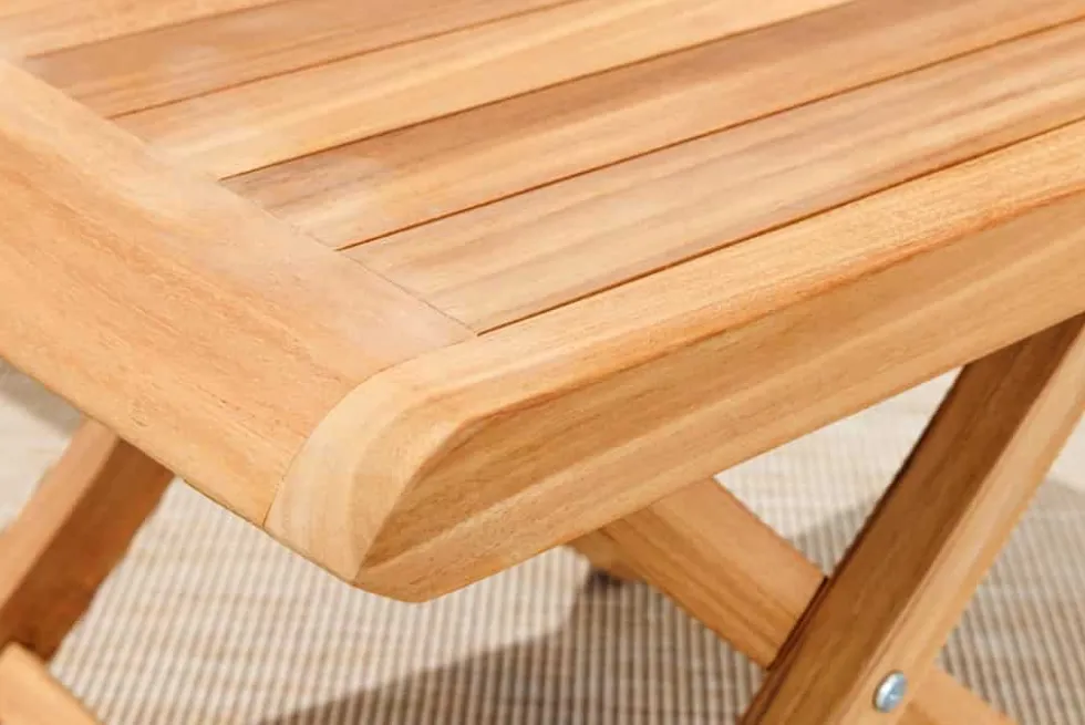 Massiver Beistelltisch EMPIRE TEAK 45cm natur Teakholz wetterfest