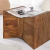 Massiver Beistelltisch PYRAMID 35cm braun Sheeshamholz stone finish Maserung Hocker