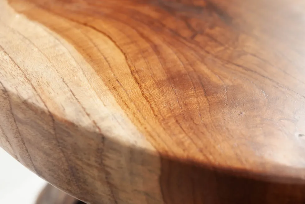 Massiver Beistelltisch ROOT 40cm Teakholz Hocker aus Wurzelholz