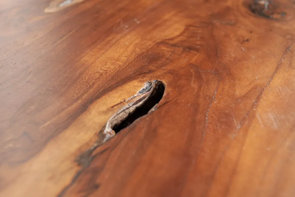 Massiver Beistelltisch ROOT 40cm Teakholz Hocker aus Wurzelholz