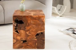 Massiver Beistelltisch SQUARE 40cm Teakholz Würfel Sitzhocker