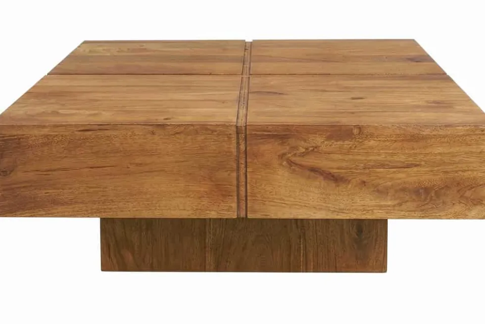 Massiver Couchtisch BOLT 70cm braun Mangoholz honey finish handmade