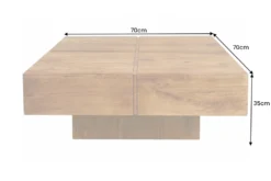 Massiver Couchtisch BOLT 70cm braun Mangoholz honey finish handmade