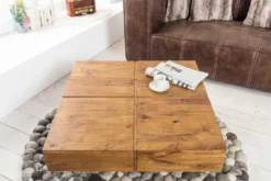 Massiver Couchtisch BOLT 70cm braun Mangoholz honey finish handmade