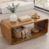 Massiver Couchtisch CUBUS 100cm braun honey finish Mangoholz handmade