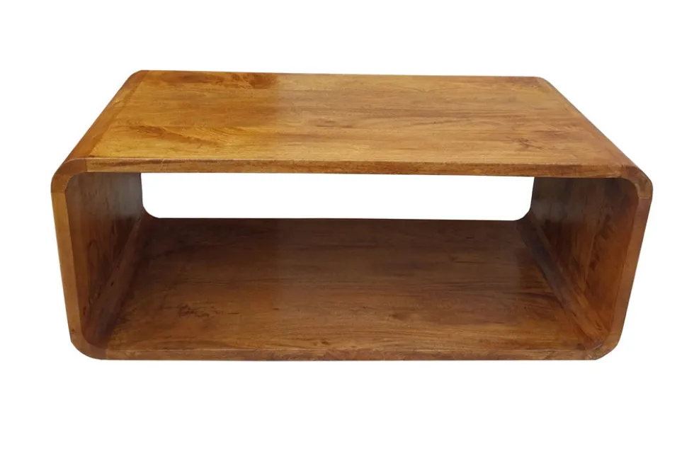 Massiver Couchtisch CUBUS 100cm braun honey finish Mangoholz handmade