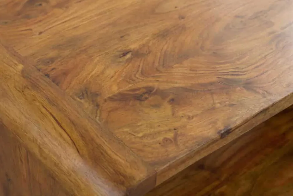 Massiver Couchtisch CUBUS 100cm braun honey finish Mangoholz handmade