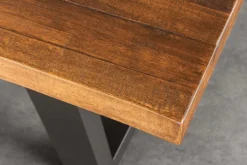 Massiver Couchtisch GENESIS 110cm braun anthrazit Akazie Baumkante Kufengestell