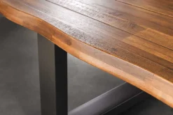 Massiver Couchtisch GENESIS 110cm braun anthrazit Akazie Baumkante Kufengestell