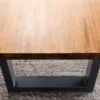 Massiver Couchtisch GENESIS 110cm braun Akazienholz Baumkante V-Gestell