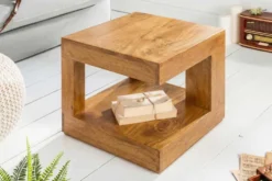 Massiver Couchtisch GIANT 45cm braun honey finish Mangoholz mit Ablagefach
