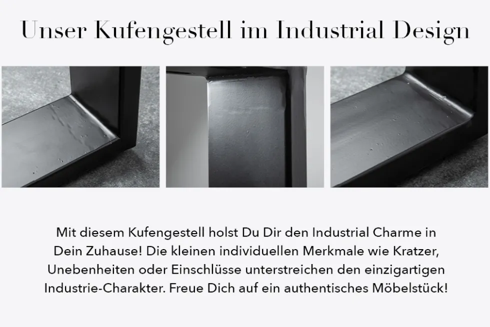 Massiver Couchtisch IRON CRAFT 60cm Mangoholz Industrial Design