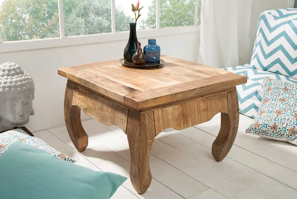 Massiver Couchtisch OPIUM ANTIQUE 60cm natur Mangoholz Beistelltisch