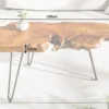 Massiver Couchtisch WILD 100cm Teak Massivholz Baumscheibe Hairpin Legs
