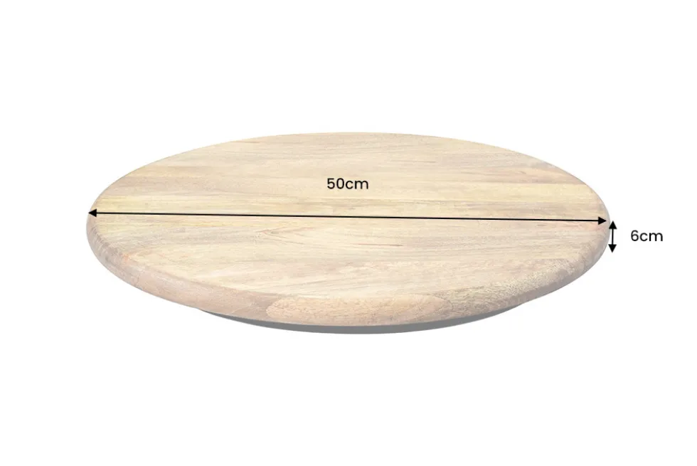 Massiver Drehteller SERVANT 50cm natur Mangoholz drehbare Servierplatte rund