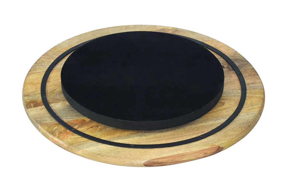 Massiver Drehteller SERVANT 50cm natur Mangoholz drehbare Servierplatte rund
