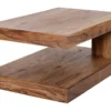 Massiver Edelholz Couchtisch GIANT L 90cm braun Sheesham stone finish mit Ablage
