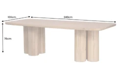 Massiver Esstisch ART DECO 240cm natur Mangoholz mit Säulenfüßen