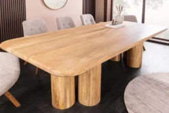 Massiver Esstisch ART DECO 240cm natur Mangoholz mit Säulenfüßen
