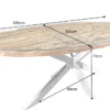 Massiver Esstisch BARRACUDA 220cm braun Teakholz silber Sterngestell Glasplatte
