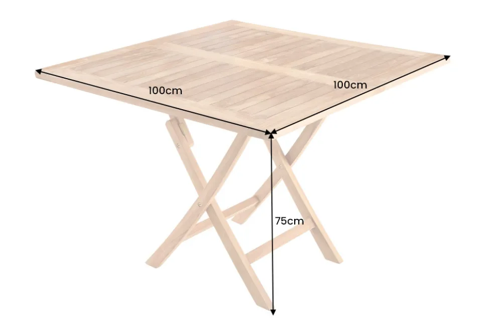 Massiver Esstisch EMPIRE TEAK 100cm natur Teakholz klappbar