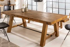 Massiver Esstisch FINCA 165cm vintage braun recyceltes Pinienholz Industrial Design