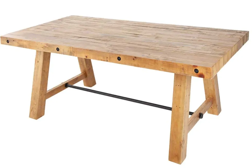 Massiver Esstisch FINCA 165cm vintage braun recyceltes Pinienholz Industrial Design