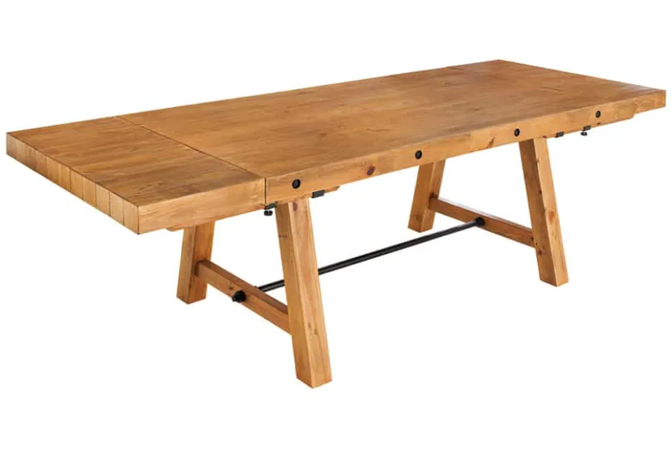 Massiver Esstisch FINCA 165-240cm vintage braun verlängerbar recyceltes Pinienholz