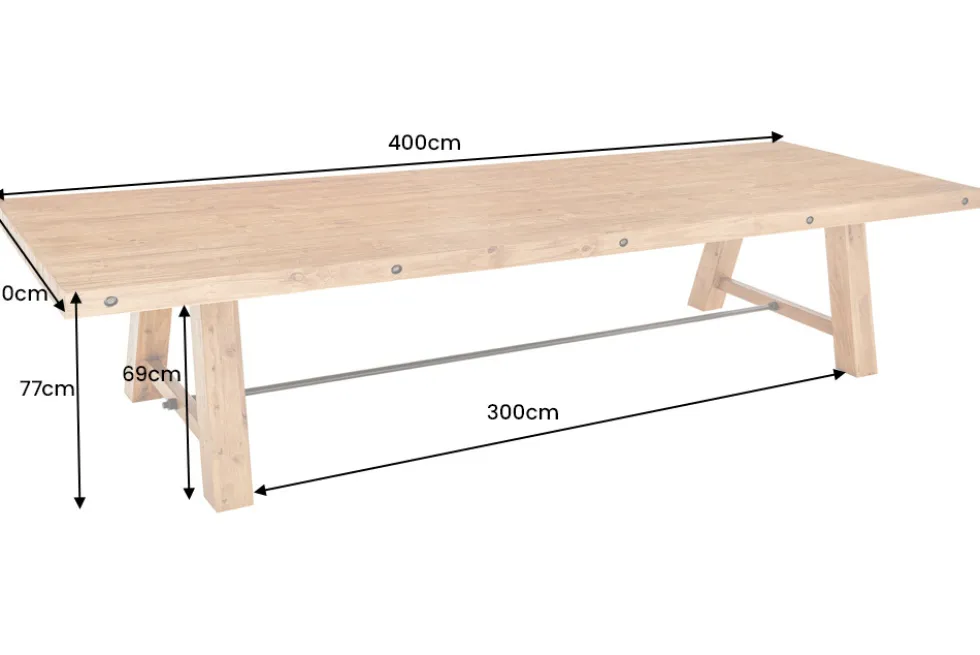 Massiver Esstisch FINCA 400cm vintage braun recyceltes Pinienholz