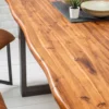 Massiver Esstisch GENESIS 200cm braun Akazienholz Baumkante Eisengestell Industrial