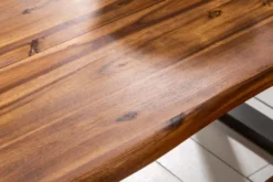 Massiver Esstisch GENESIS 180cm braun Akazienholz Baumkante Eisengestell Industrial
