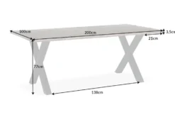 Massiver Esstisch GENESIS VINTAGE 200cm braun Akazienholz schwarzes X-Gestell Baumkante