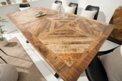 Massiver Esstisch INFINITY HOME 200cm natur schwarz Mangoholz Industrial Design X-Gestell