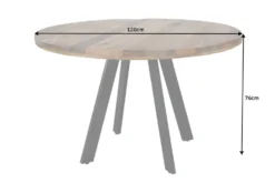 Massiver Esstisch IRON CRAFT 120cm rund natur Mangoholz