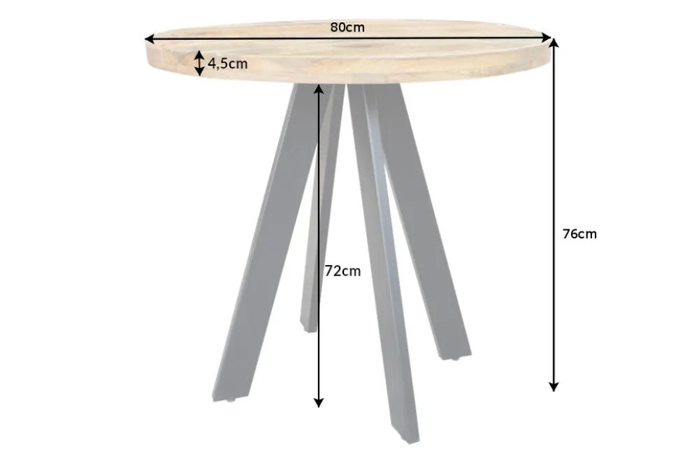 Massiver Esstisch IRON CRAFT 80cm rund natur Mangoholz