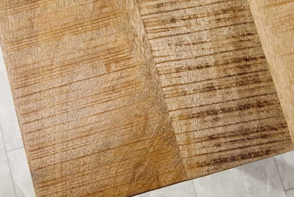 Massiver Esstisch IRON CRAFT 160cm natur Mangoholz Eisen Kufengestell Industrial Design
