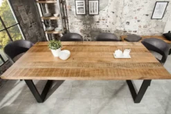 Massiver Esstisch IRON CRAFT 160cm natur Mangoholz Eisen Kufengestell Industrial Design