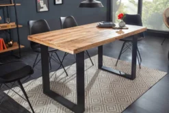 Massiver Esstisch IRON CRAFT 120cm Mangoholz schwarzes Eisengestell Kufe Industrial Design