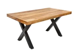 Massiver Esstisch IRON CRAFT 160cm natur Mangoholz Industrial Design schwarz Metall