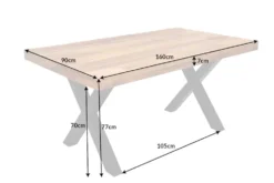 Massiver Esstisch IRON CRAFT 160cm natur Mangoholz Industrial Design schwarz Metall