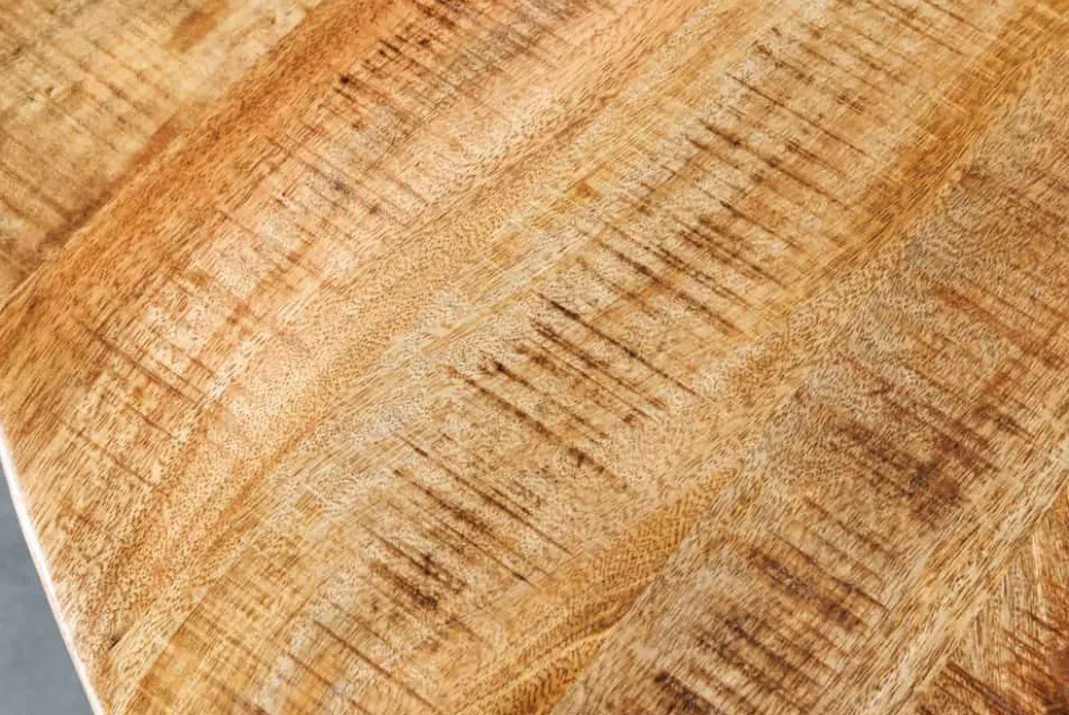 Massiver Esstisch IRON CRAFT 140cm natur rund Mangoholz Metall Industrial Design