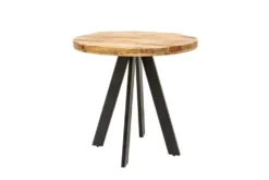 Massiver Esstisch IRON CRAFT 100cm rund natur Mangoholz schwarzes Metallgestell