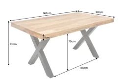 Massiver Esstisch IRON CRAFT 140cm Mangoholz schwarz Metall Industrial Design