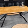 Massiver Esstisch LOFT 200cm natur Eichenholz schwarzes Eisengestell Industrial