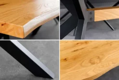 Massiver Esstisch LOFT 200cm natur Eichenholz schwarzes Eisengestell Industrial