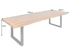 Massiver Esstisch MAMMUT 300cm braun honey finish Akazie schwarz Baumkante