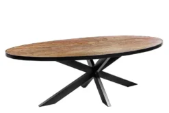 Massiver Esstisch MOUNTAIN SOUL 240cm rötlich grün schwarz oval Naturstein Eisen
