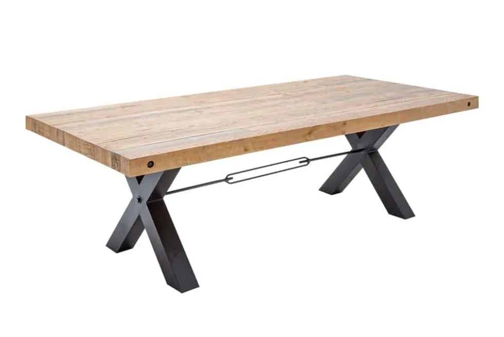 Massiver Esstisch THOR 240cm natur recyceltes Pinienholz Industrial Design