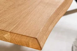 Massiver Esstisch WILD OAK 160cm natur schwarz Wildeiche Baumkante Metall U-Gestell