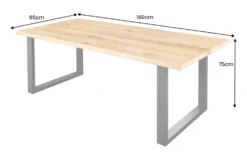 Massiver Esstisch WILD OAK 160cm natur schwarz Wildeiche Baumkante Metall U-Gestell